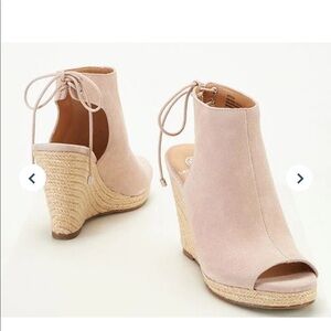 Laurie‎ Felt Suede Peep Toe Espadrille Wedges